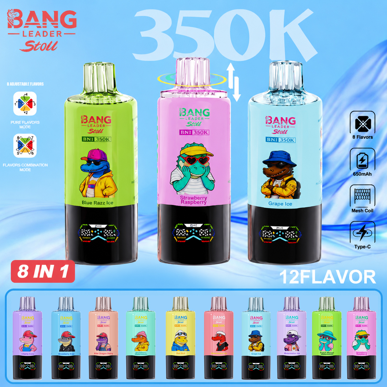 BANG LEADER 350000 Puffs 8 in1 Flavor Disposable Vape