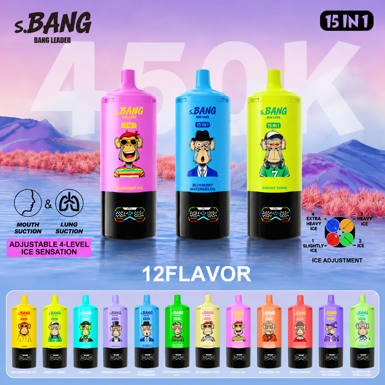 BANG LEADER 450000 Puffs 15 in1 Flavor Disposable Vape
