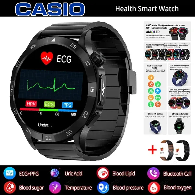 CASIO AI – inteligentny zegarek medyczny 2026 ⌚️ EKG+PPG, monitorowanie cukru, tłuszczu i kwasu moczowego – zdrowie i styl w jednym! 🏃‍♂️