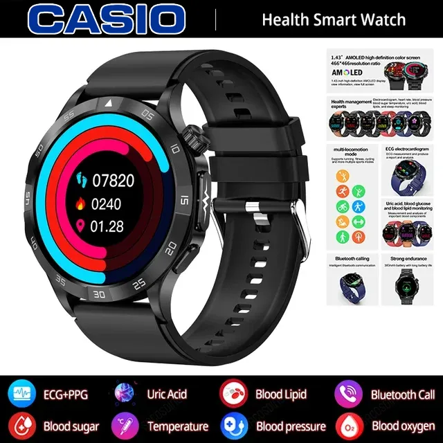 CASIO AI – inteligentny zegarek medyczny 2026 ⌚️ EKG+PPG, monitorowanie cukru, tłuszczu i kwasu moczowego – zdrowie i styl w jednym! 🏃‍♂️
