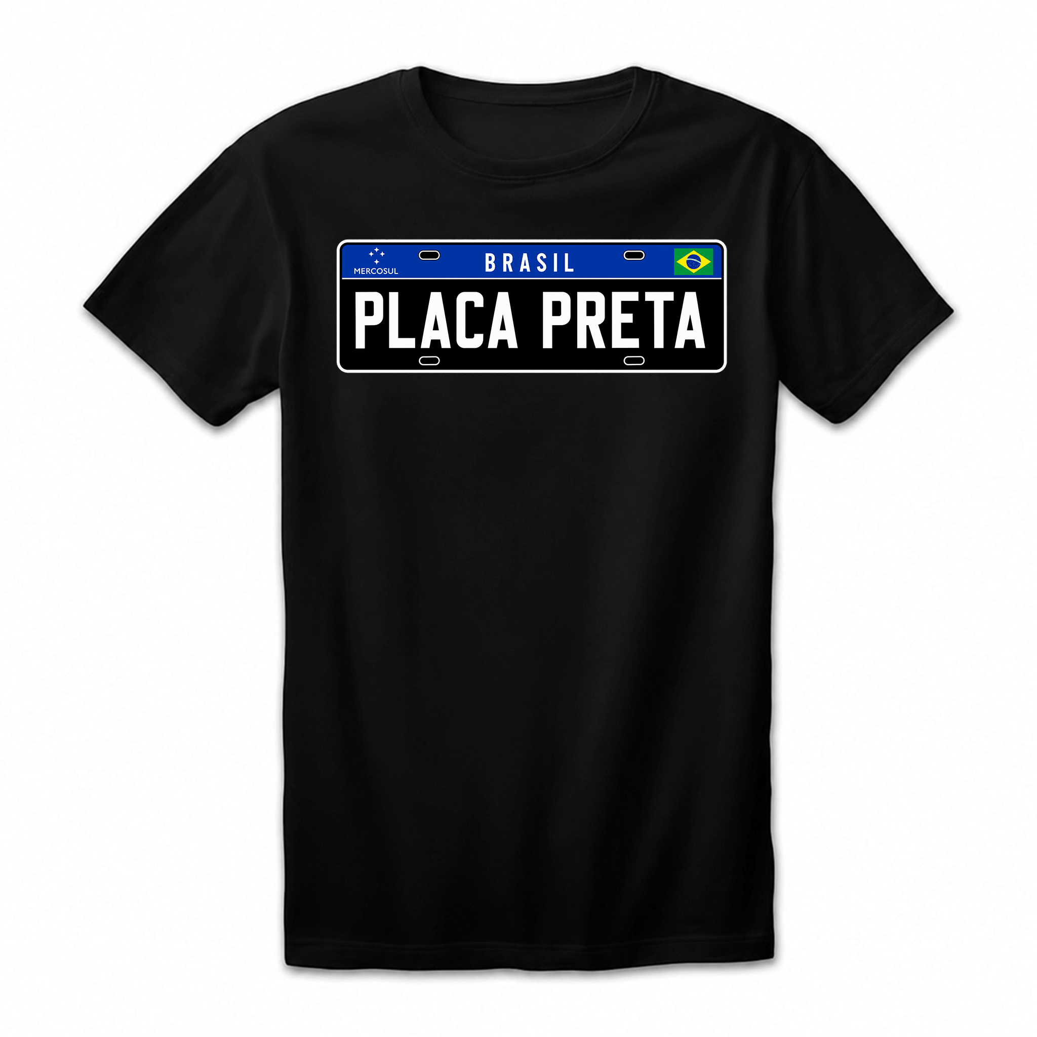 Camiseta Drop Shoulder 100% Algodão Oversize Placa Preta Brasil placa de carro estampa de licença tema estilo moderno presente criativo rotina casual caimento solto Placa Preta Brasil placa de carro estampa Masculina e Feminina Plus Size P ao GG Pronta En
