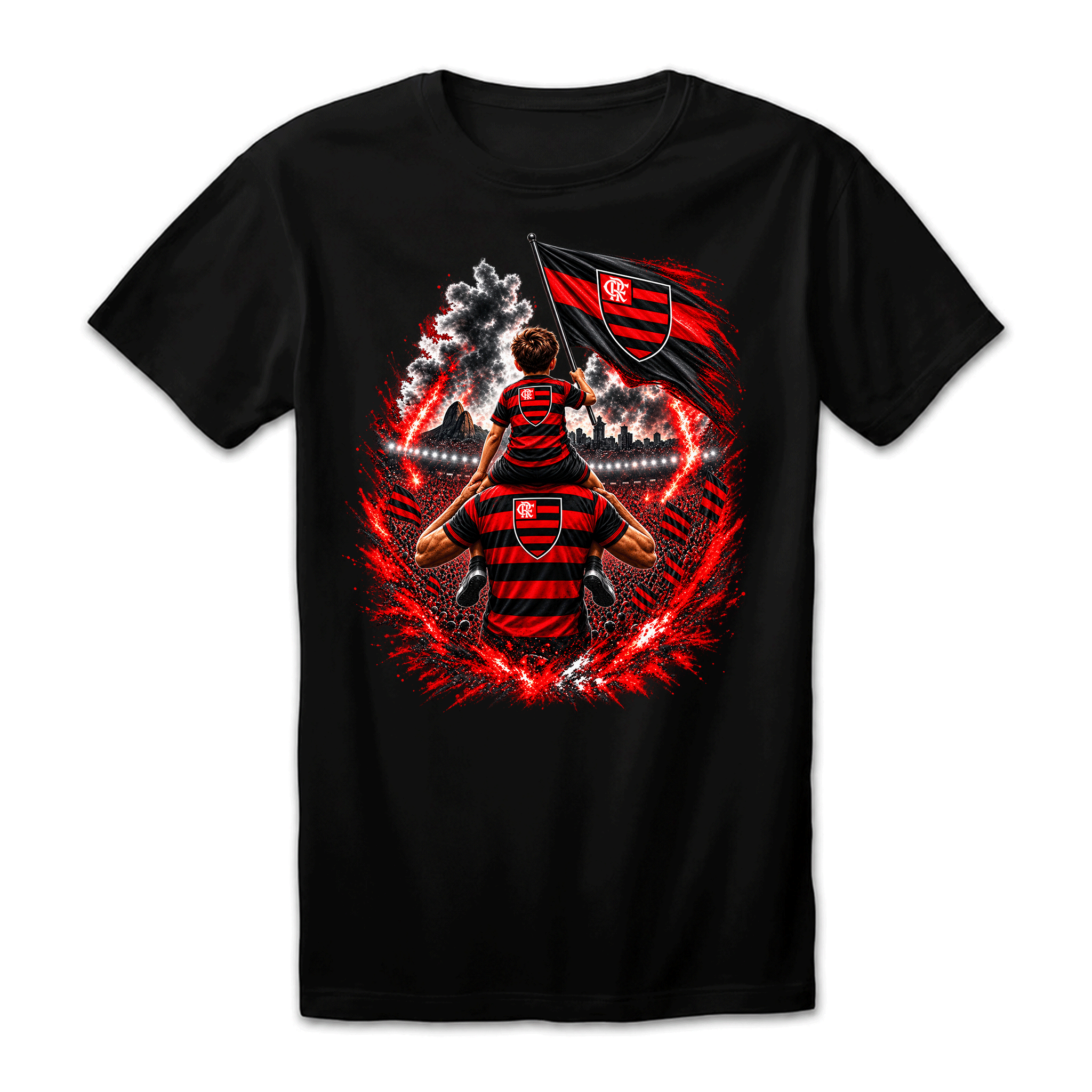 Camiseta Drop Shoulder 100% Algodão Oversized Estampa Futebol Rubro-Negro Pai e Filho, Preta e Branca, Unissex, Estilo Streetwear, Caimento Solto e Confortável, Tamanhos P ao GG