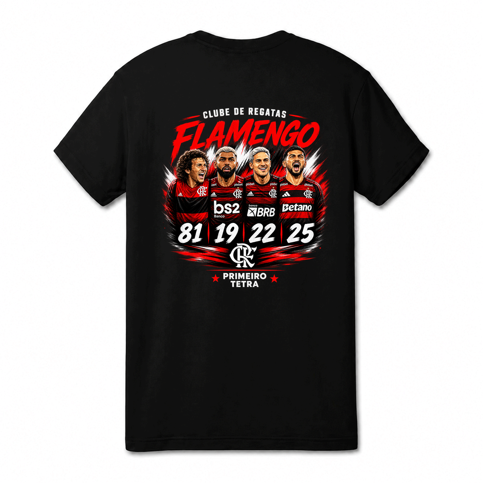 Camiseta Drop Shoulder 100% Algodão Oversized Estampa Futebol Rubro-Negro Ídolos e Títulos, Preta e Branca, Unissex, Estilo Torcida e Streetwear, Caimento Solto e Confortável, Tamanhos P ao GG,Flamengo, Mengão, Rubro‑Negro, Tetra, Torcedor