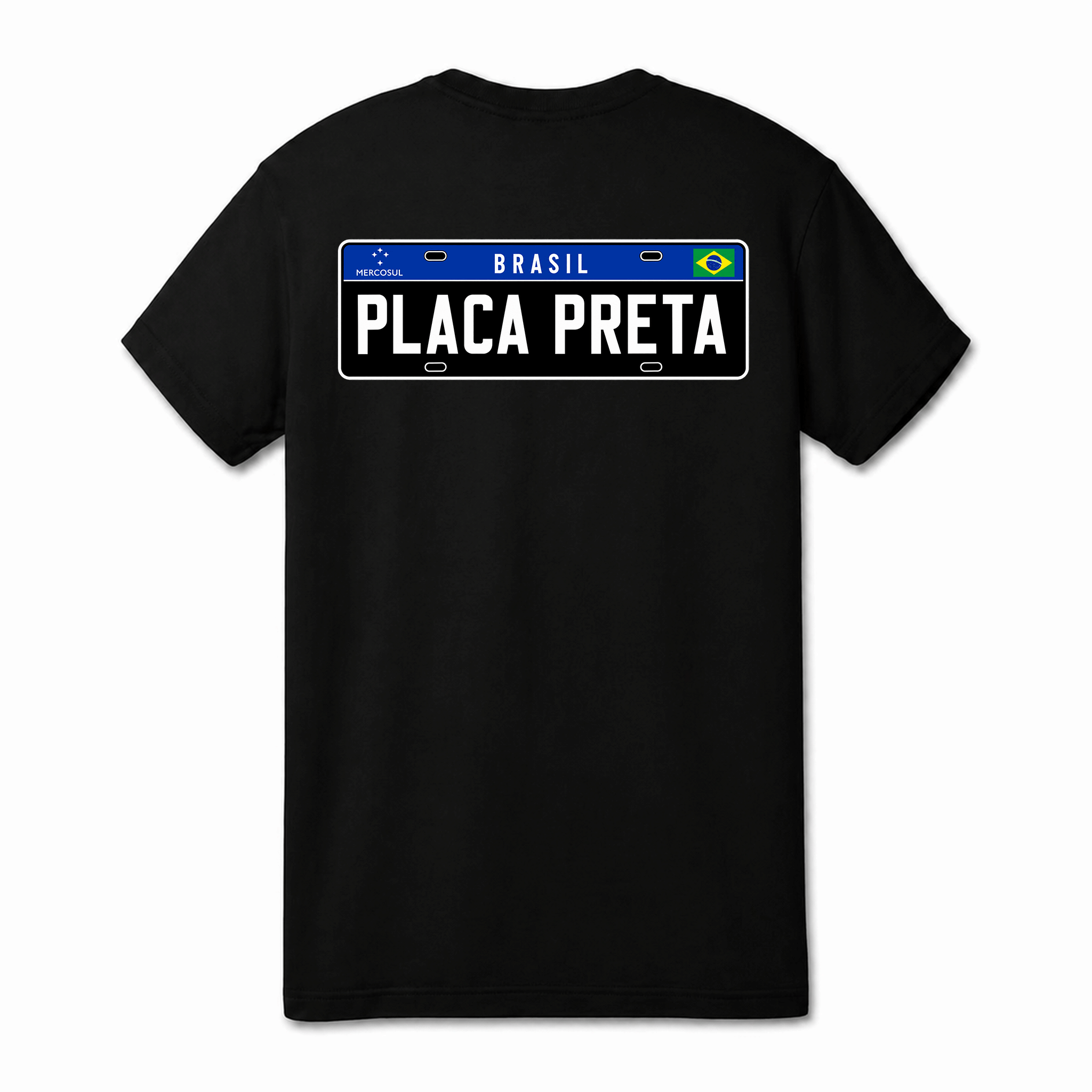 Camiseta Drop Shoulder 100% Algodão Oversize Placa Preta Brasil placa de carro estampa de licença tema estilo moderno presente criativo rotina casual caimento solto Placa Preta Brasil placa de carro estampa Masculina e Feminina Plus Size P ao GG Pronta En