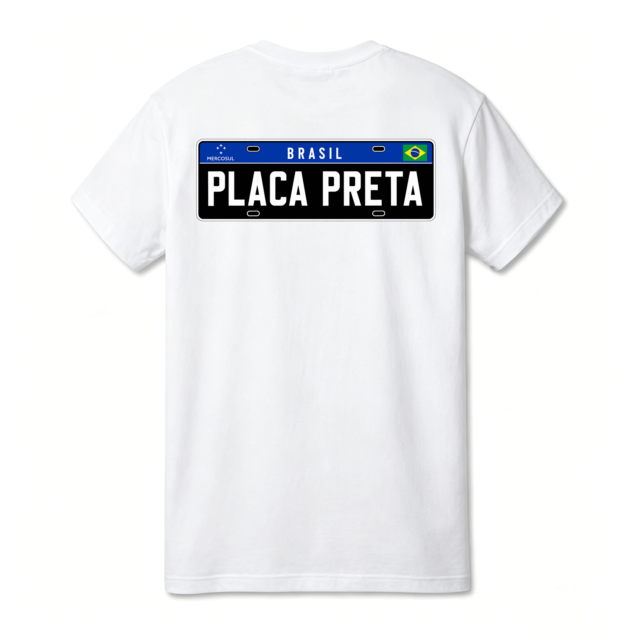 Camiseta Drop Shoulder 100% Algodão Oversize Placa Preta Brasil placa de carro estampa de licença tema estilo moderno presente criativo rotina casual caimento solto Placa Preta Brasil placa de carro estampa Masculina e Feminina Plus Size P ao GG Pronta En