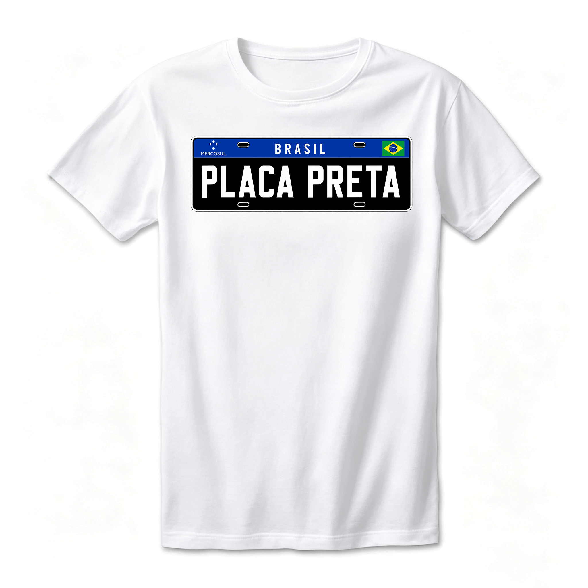 Camiseta Drop Shoulder 100% Algodão Oversize Placa Preta Brasil placa de carro estampa de licença tema estilo moderno presente criativo rotina casual caimento solto Placa Preta Brasil placa de carro estampa Masculina e Feminina Plus Size P ao GG Pronta En