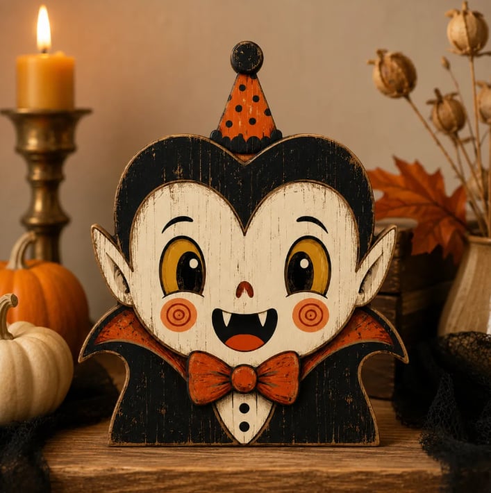 Vintage Halloween Wooden Character Tabletop Decor