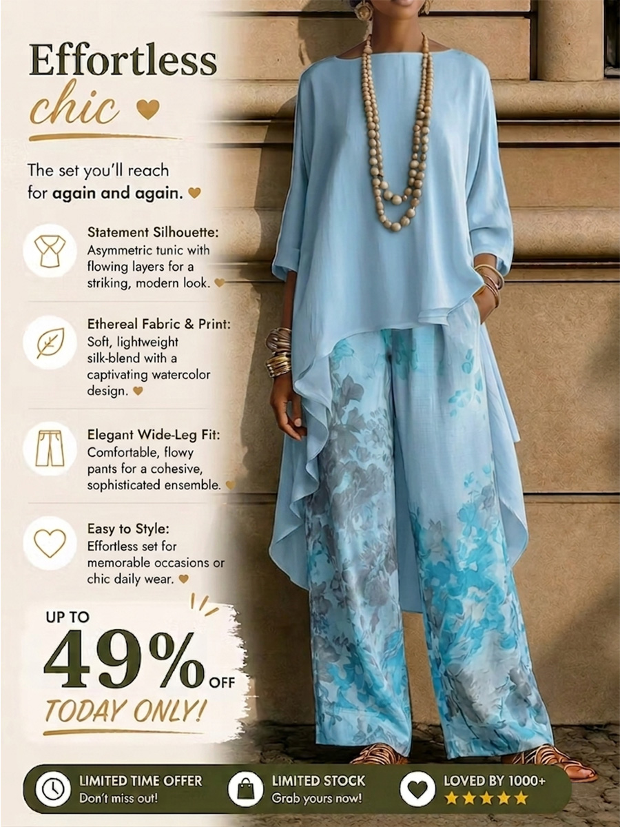 Casual Cotton-Linen Floral Vacation Set