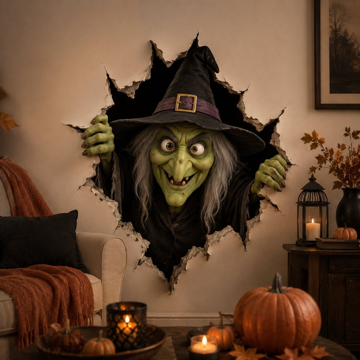 🦇Halloween Break-In 3D Wall Decals