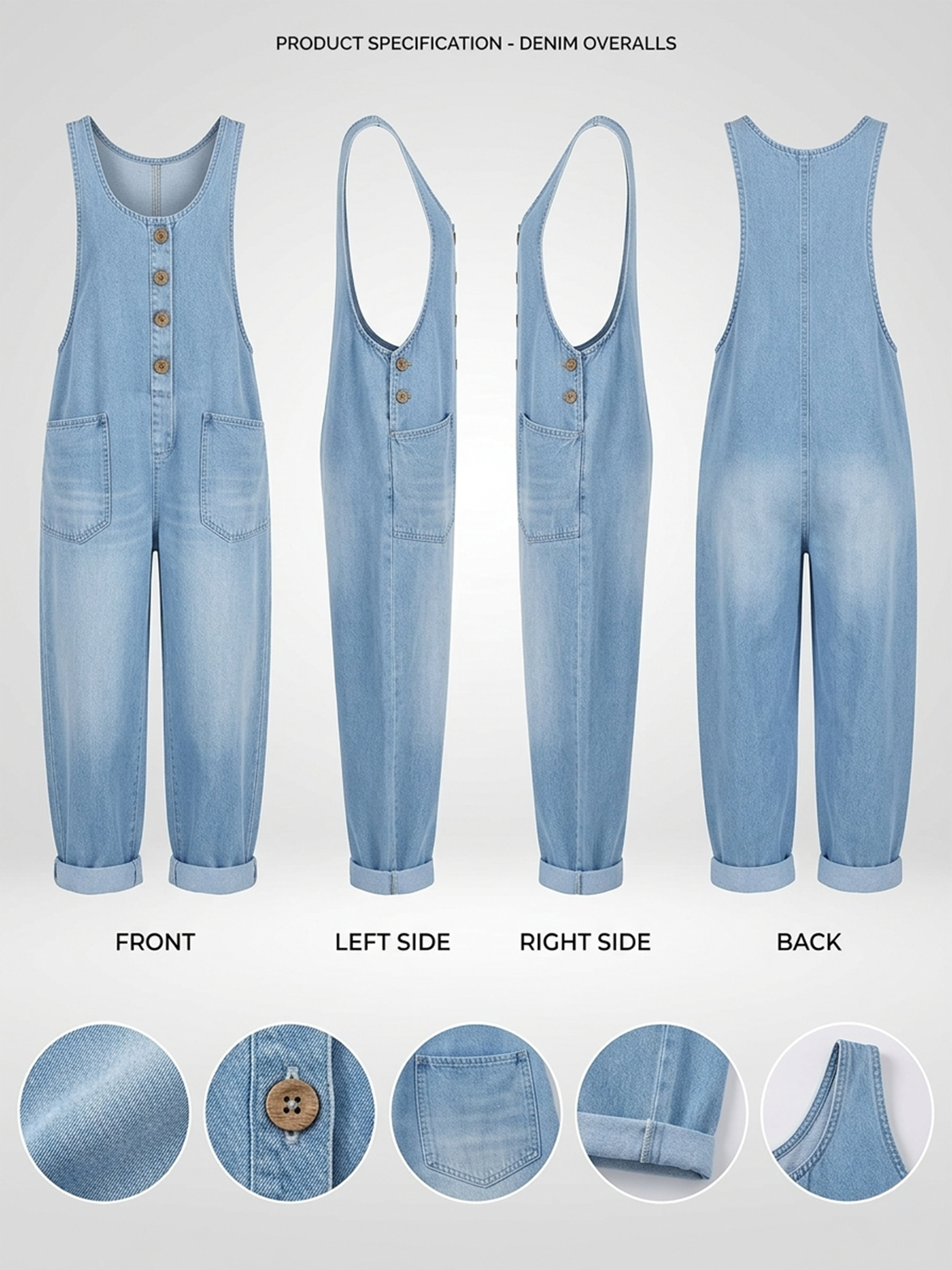 Vintage Washed Denim Jumpsuit | 70s Hippie Boho Style