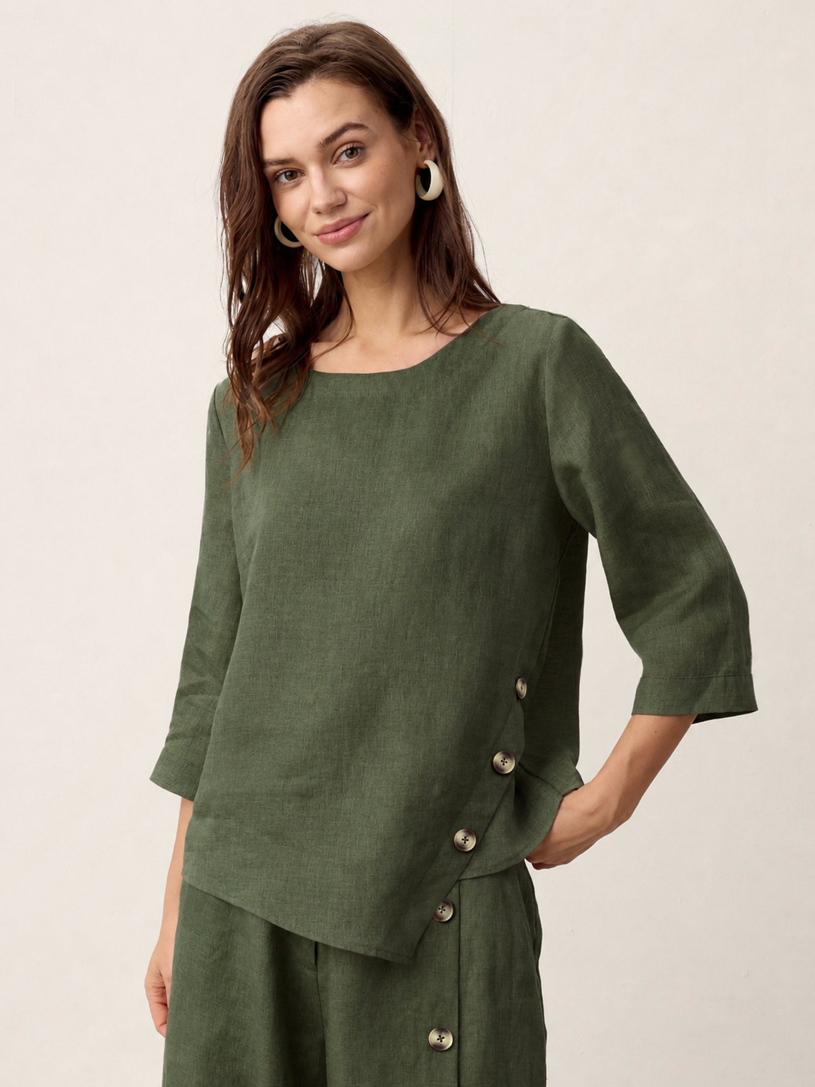 – 🌿Comfortable  Casual Two-Piece Set Linen Cotton