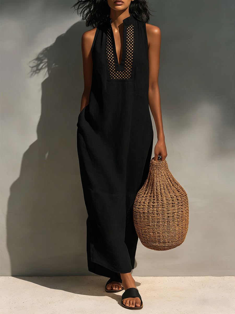 Women's Minimalist Sleeveless Maxi Dress With Cutout Neckline 💐 Buy 2 Free Shipping＋get 10% off !