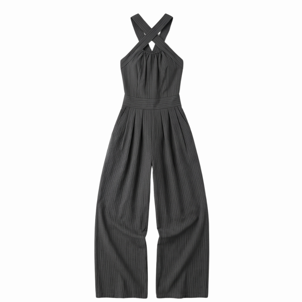 – Karissa™ Flowing Wide-Leg Halter Jumpsuit