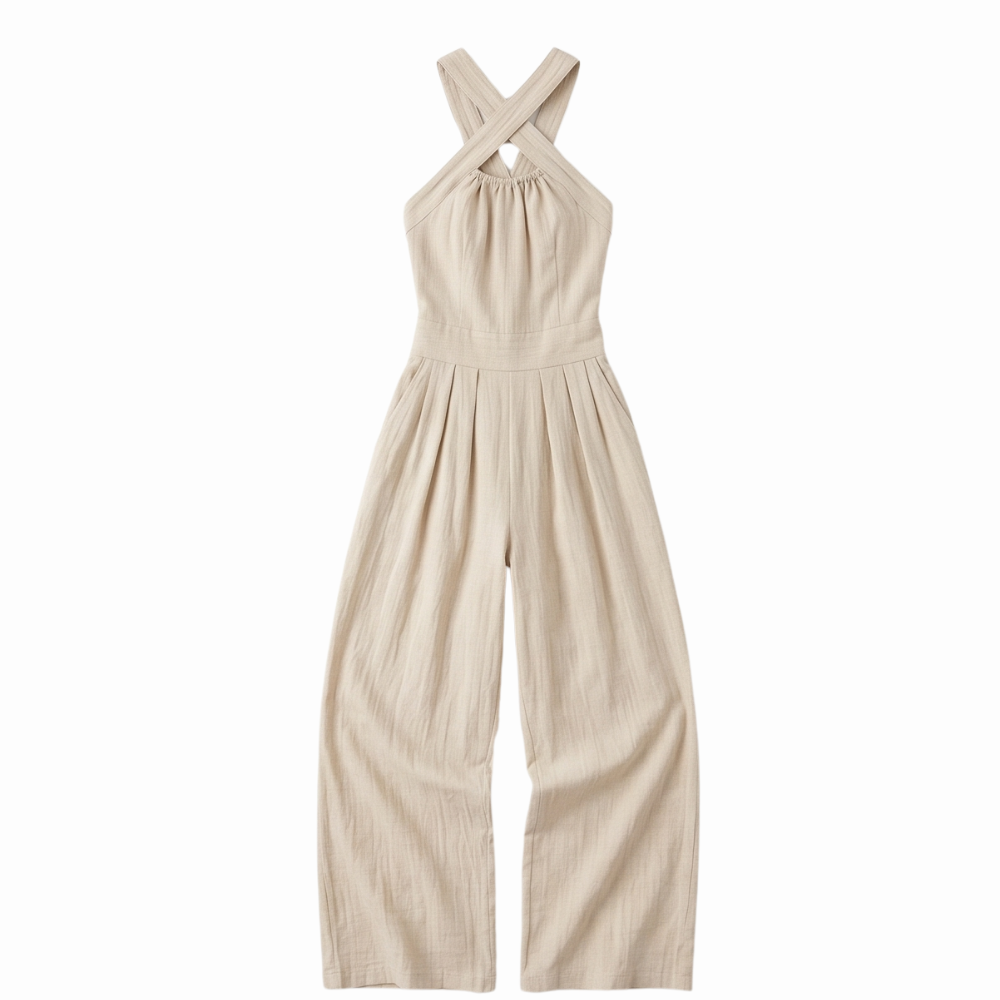 – Karissa™ Flowing Wide-Leg Halter Jumpsuit