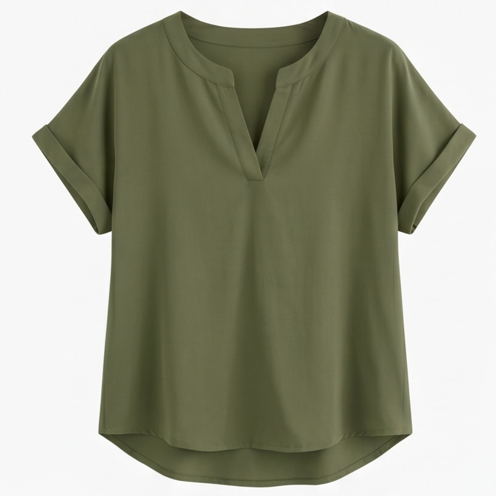 – Solenne™ Soft Drape V-Neck Blouse for Everyday Wear