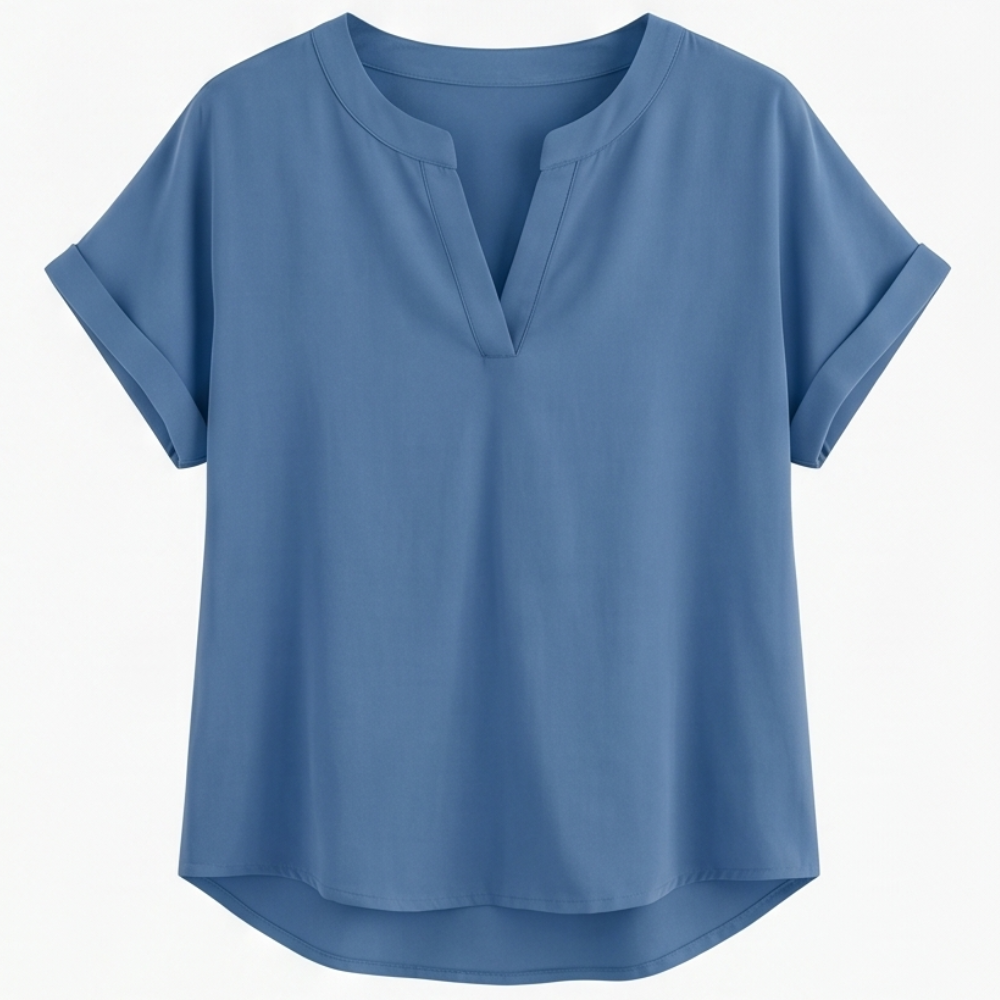 – Solenne™ Soft Drape V-Neck Blouse for Everyday Wear