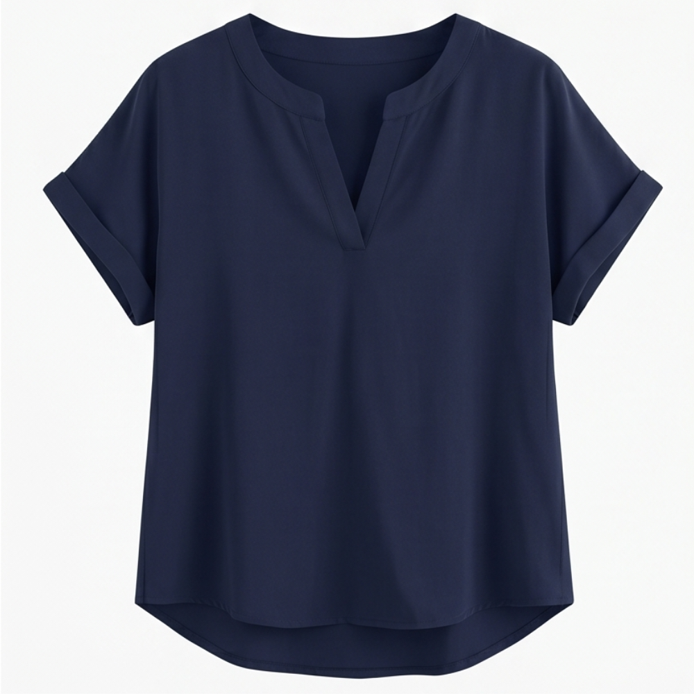 – Solenne™ Soft Drape V-Neck Blouse for Everyday Wear
