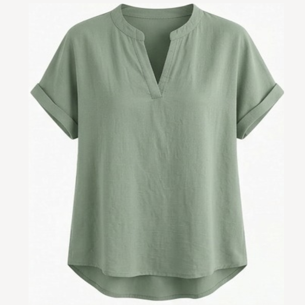 – Solenne™ Soft Drape V-Neck Blouse for Everyday Wear