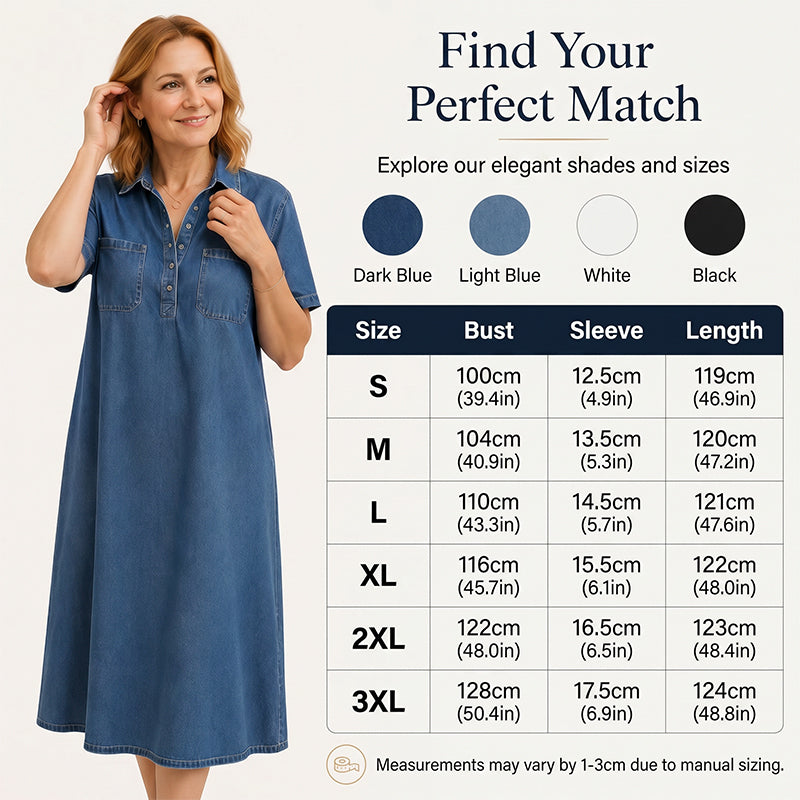 ⏰Limited Time:50%OFF🔥New Arrival🔥 Casual Pocket Denim Midi Shirt Dress👗