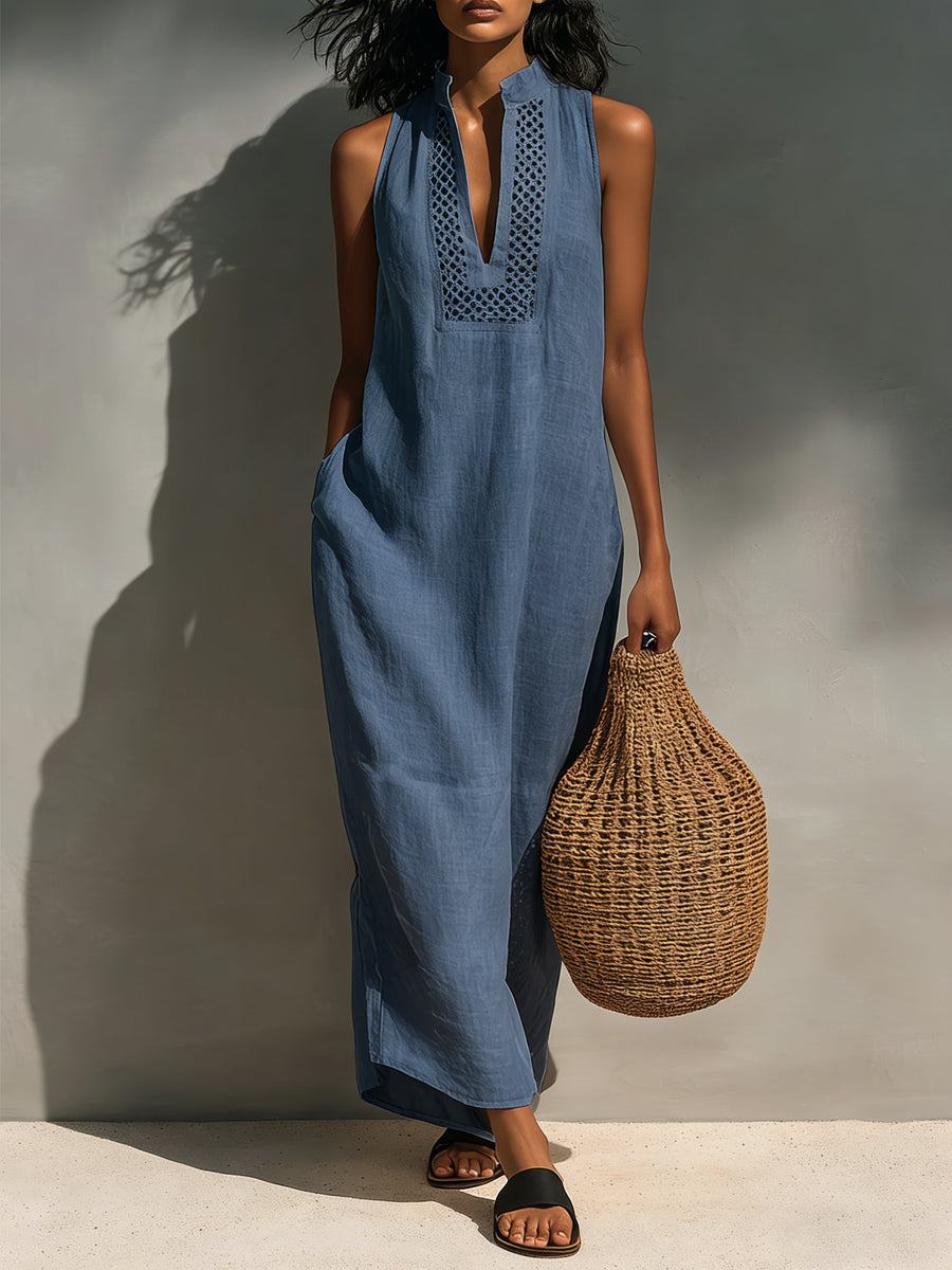 Women's Minimalist Sleeveless Maxi Dress With Cutout Neckline 💐 Buy 2 Free Shipping＋get 10% off !