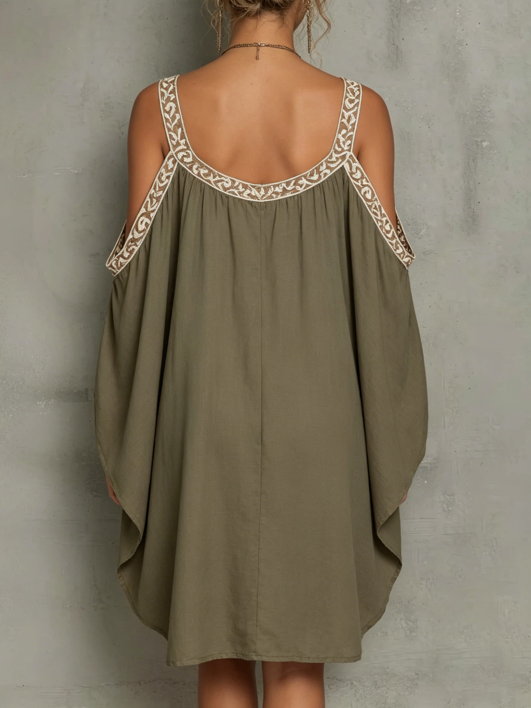 Bohemian Off-shoulder Relaxed-fit Dress