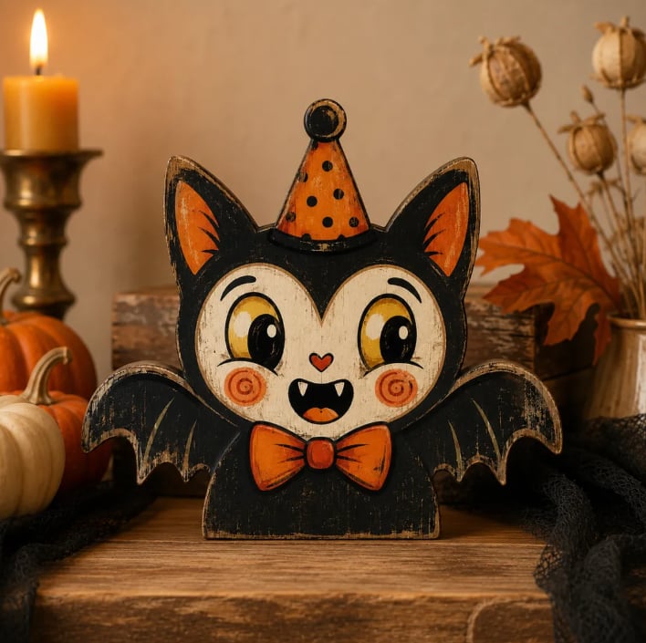 Vintage Halloween Wooden Character Tabletop Decor