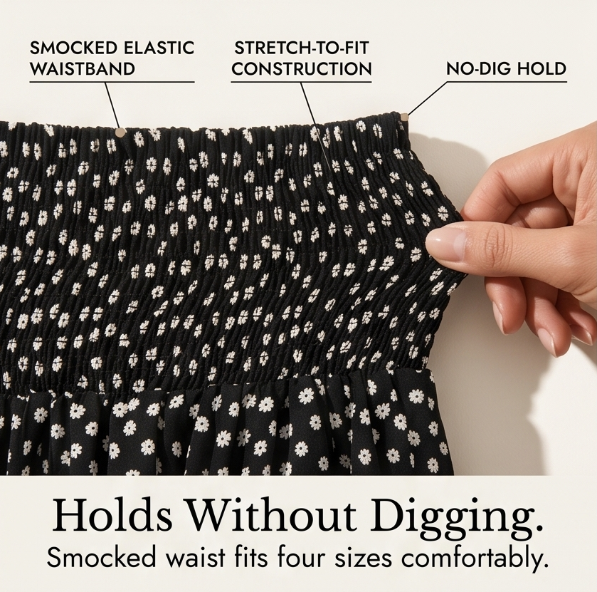 – Smocked Wide-Leg Ruffle Pants