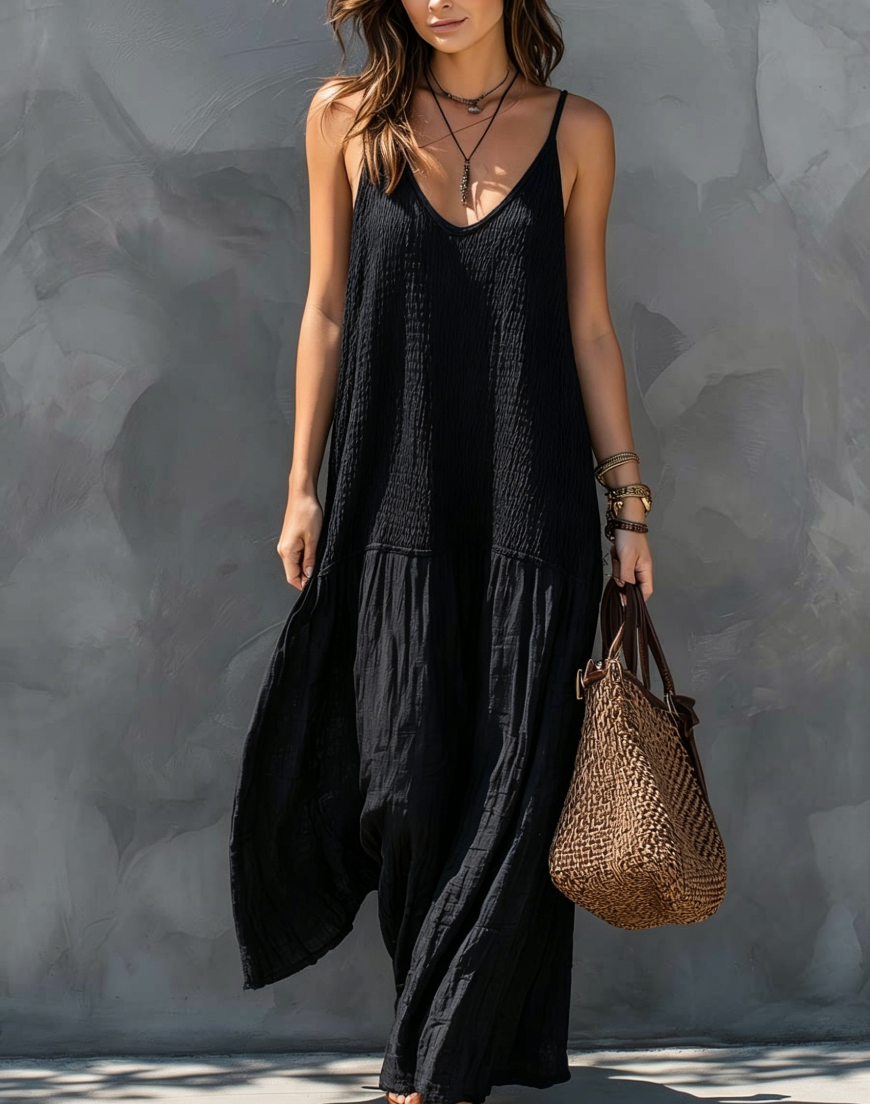 Bohemian Patchwork Cotton Linen Maxi Dress