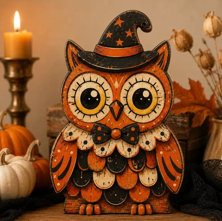 Vintage Halloween Wooden Character Tabletop Decor