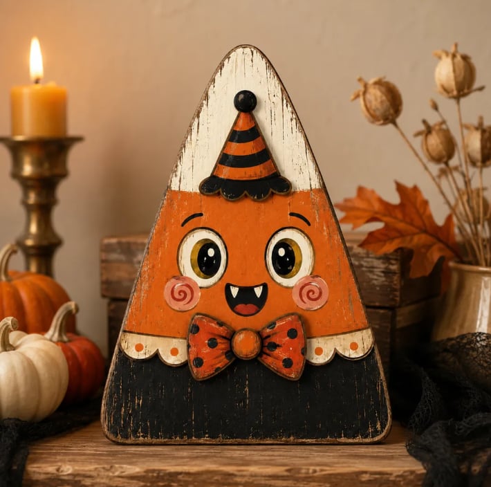Vintage Halloween Wooden Character Tabletop Decor