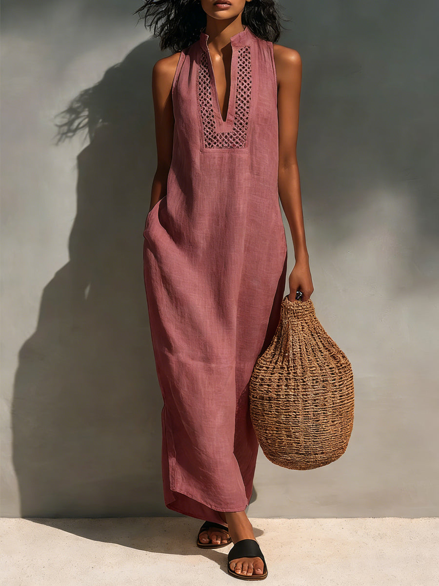 Women's Minimalist Sleeveless Maxi Dress With Cutout Neckline 💐 Buy 2 Free Shipping＋get 10% off !