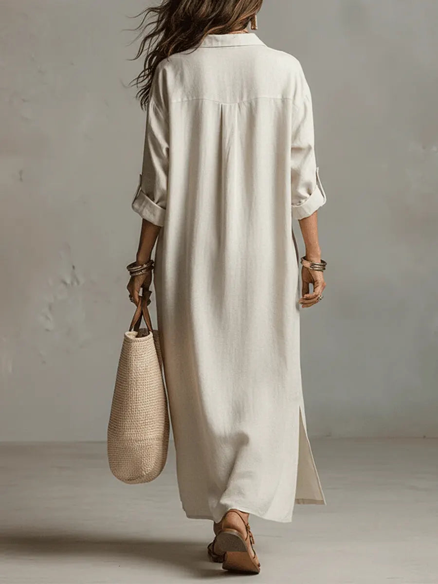 Women's Solid Color Art Casual Fashion Cotton Linen Maxi Dress🎁 Buy 2 Free Shipping!