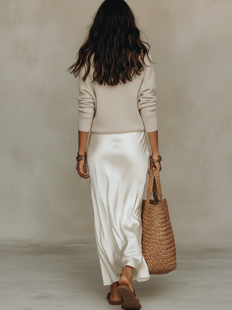 Effortless Knit & Satin Midi Ensemble