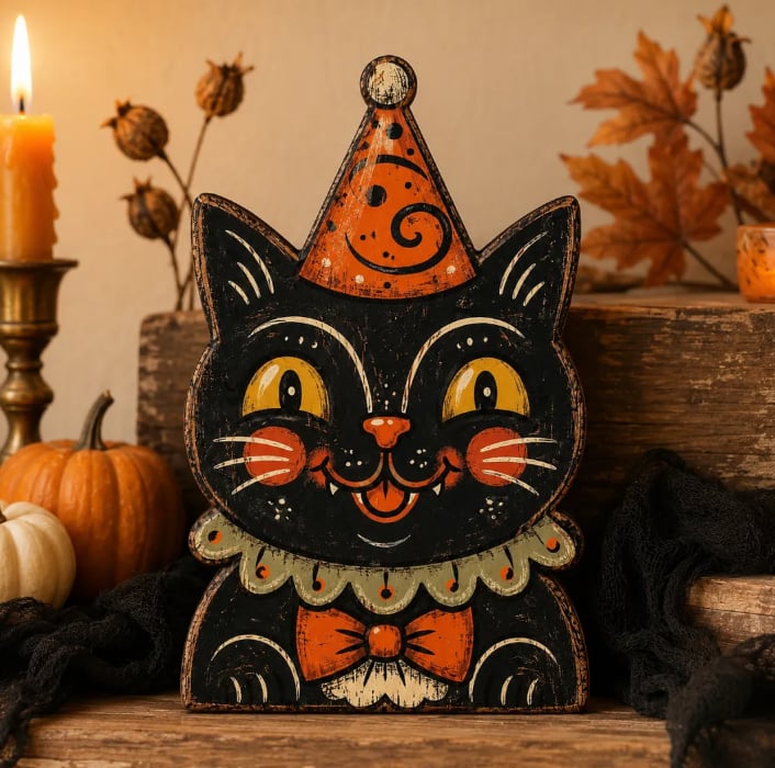 Vintage Halloween Wooden Character Tabletop Decor