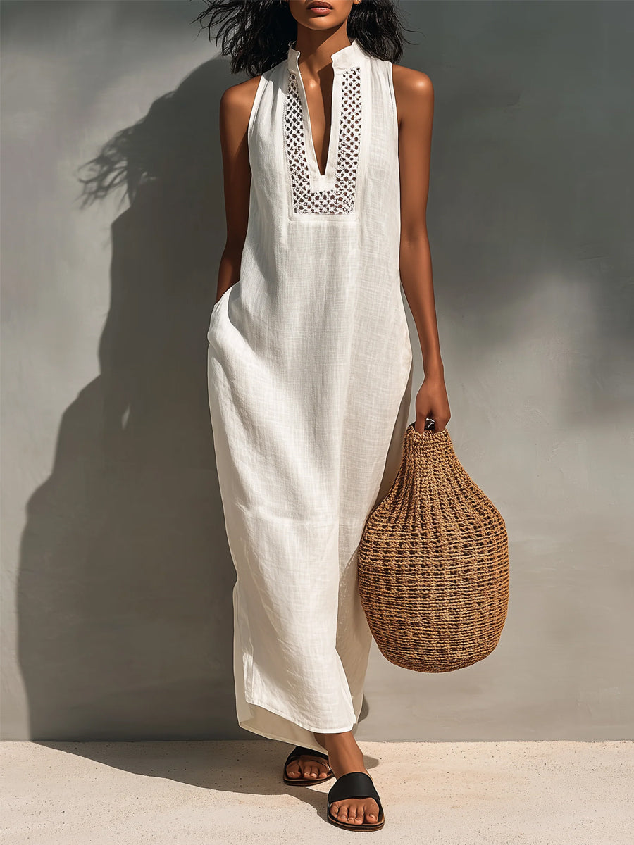 Women's Minimalist Sleeveless Maxi Dress With Cutout Neckline 💐 Buy 2 Free Shipping＋get 10% off !