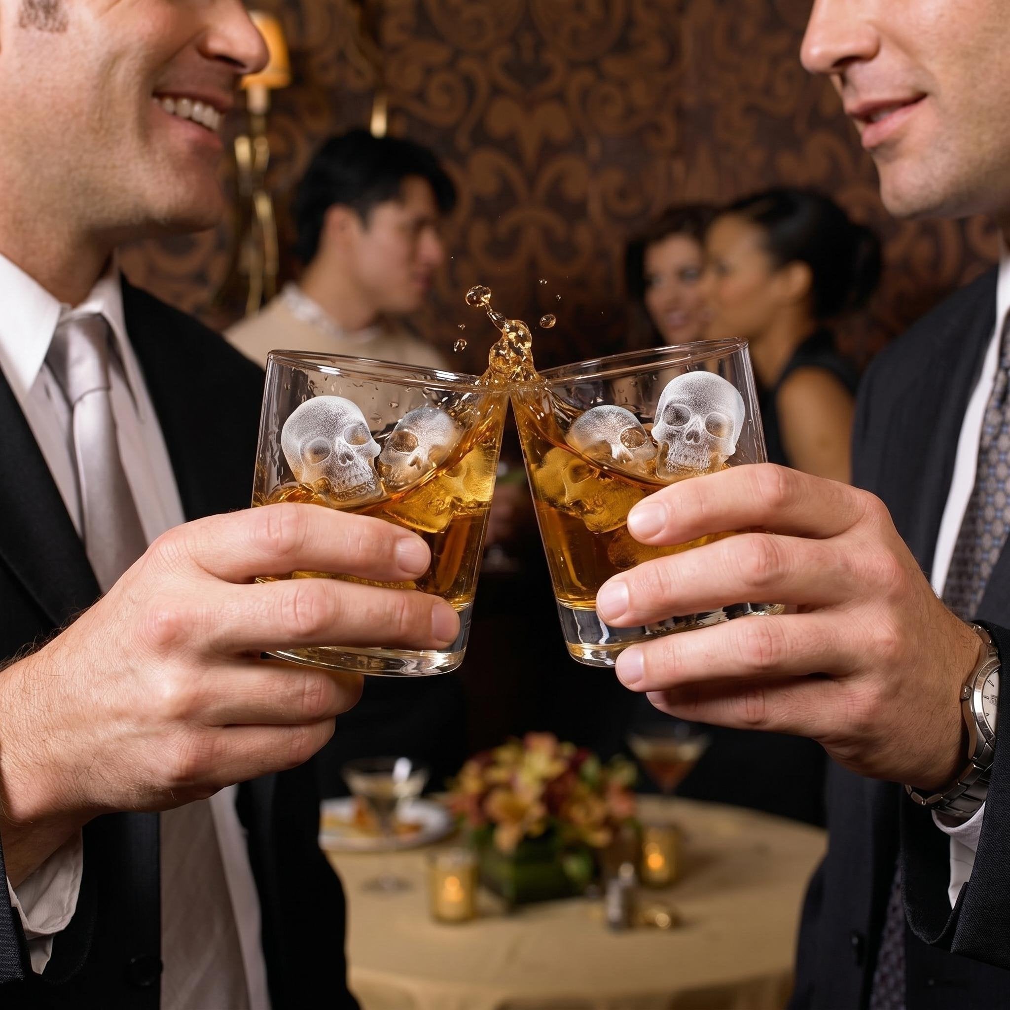 💀Skull Frozen Cubes Molds Silicone Tray, BPA Free Halloween Skull Shaped Ice Maker for Whiskey, Cocktails, Soda & Party Drinks