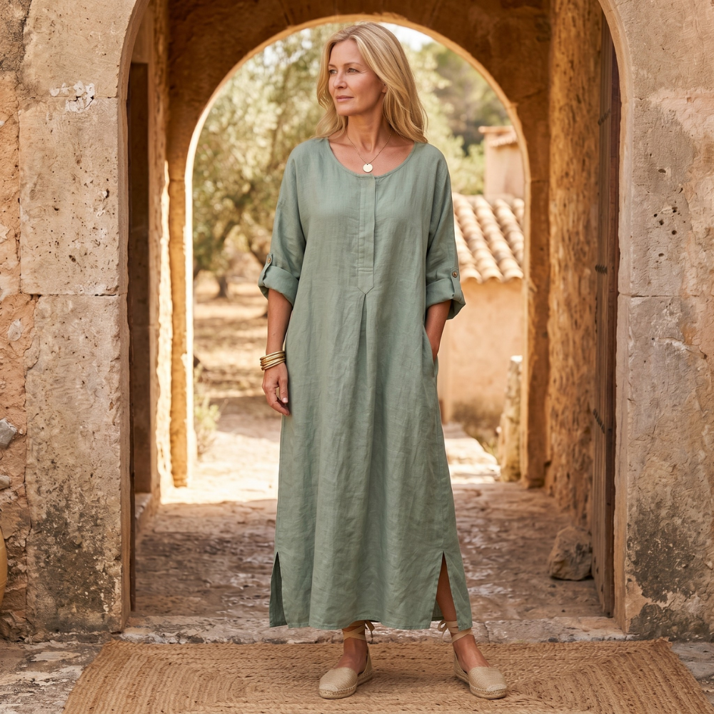 – Lunavia™ – Flowy Linen-Style Maxi for Everyday Elegance