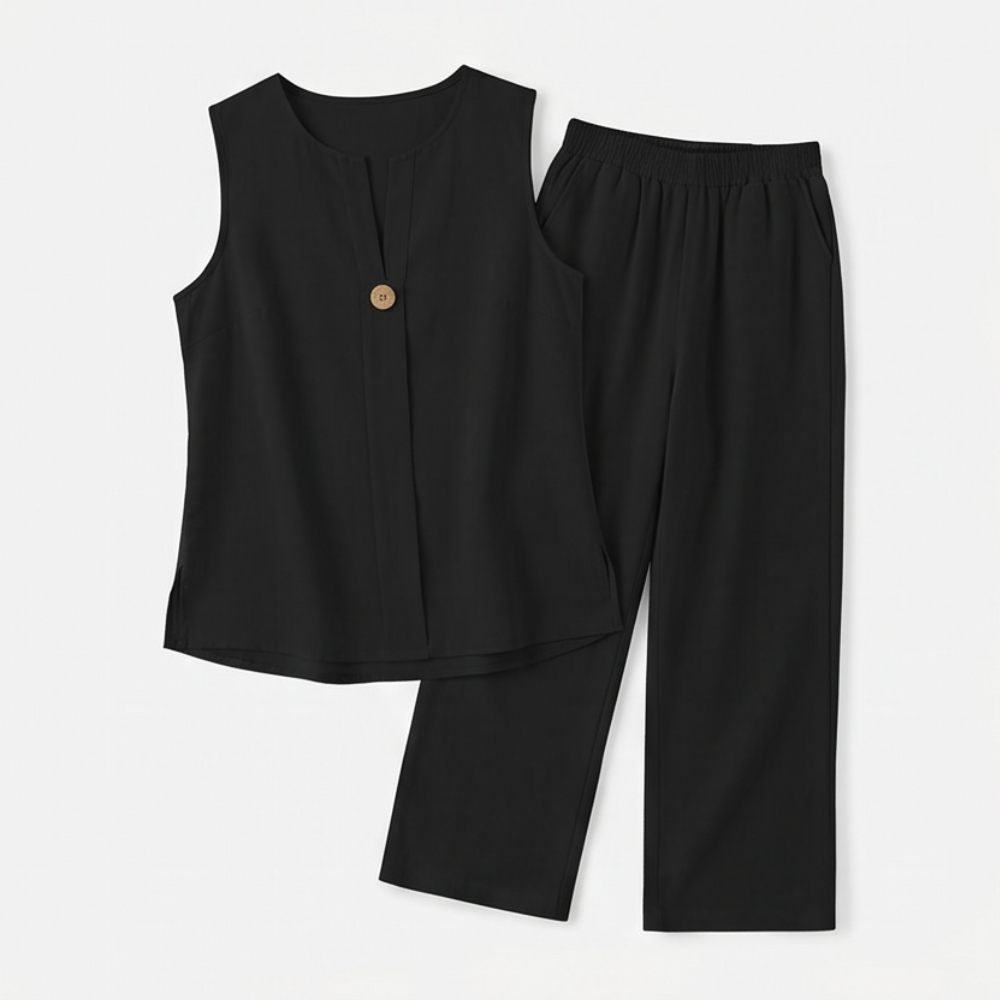 – Lunavia™ Sleeveless Linen Co-Ord Set with Wide-Leg Pants