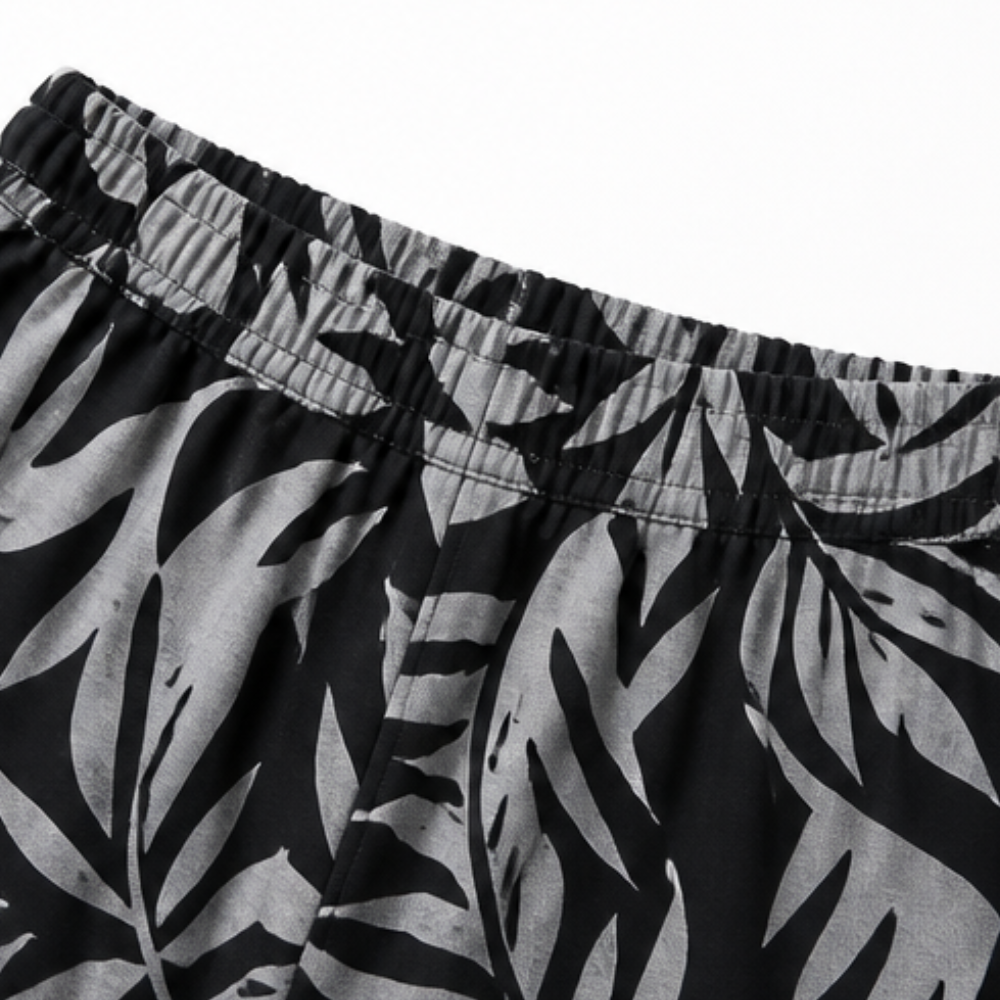 – Lark & Palm™ – V-Neck Top & Leaf-Print Wide-Leg Pants Set