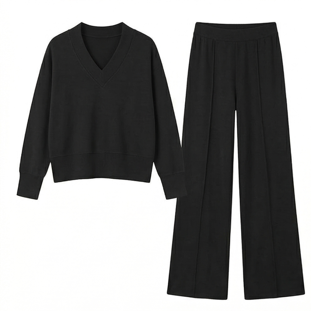 –Soft Knit Sweater and Wide Leg Pants Set