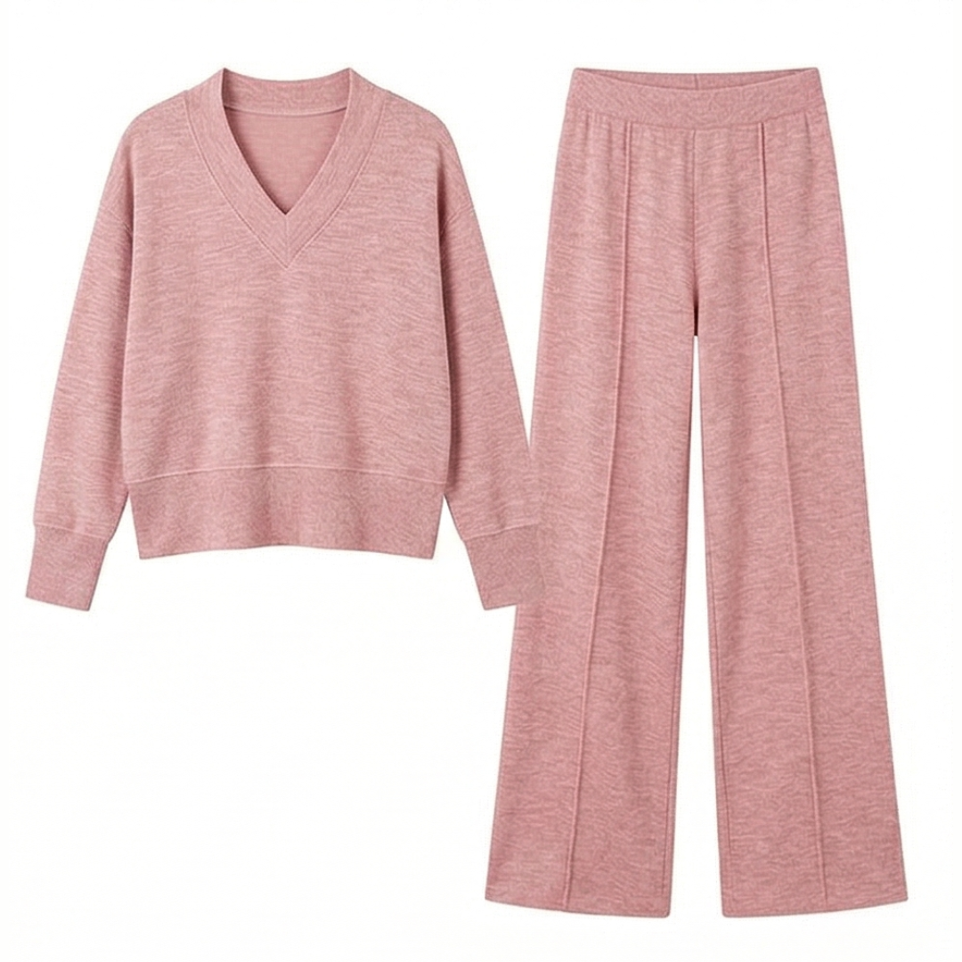 –Soft Knit Sweater and Wide Leg Pants Set