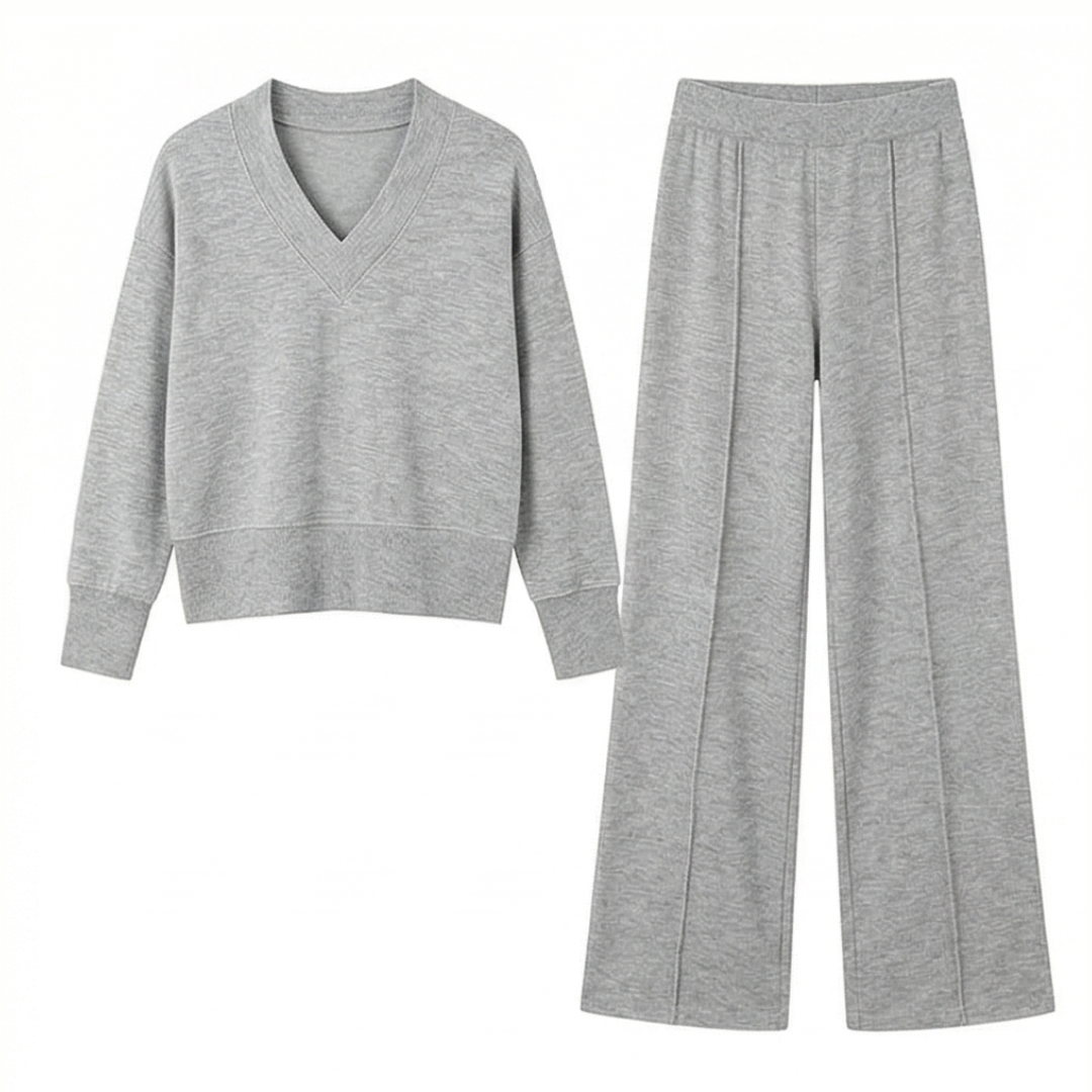 –Soft Knit Sweater and Wide Leg Pants Set
