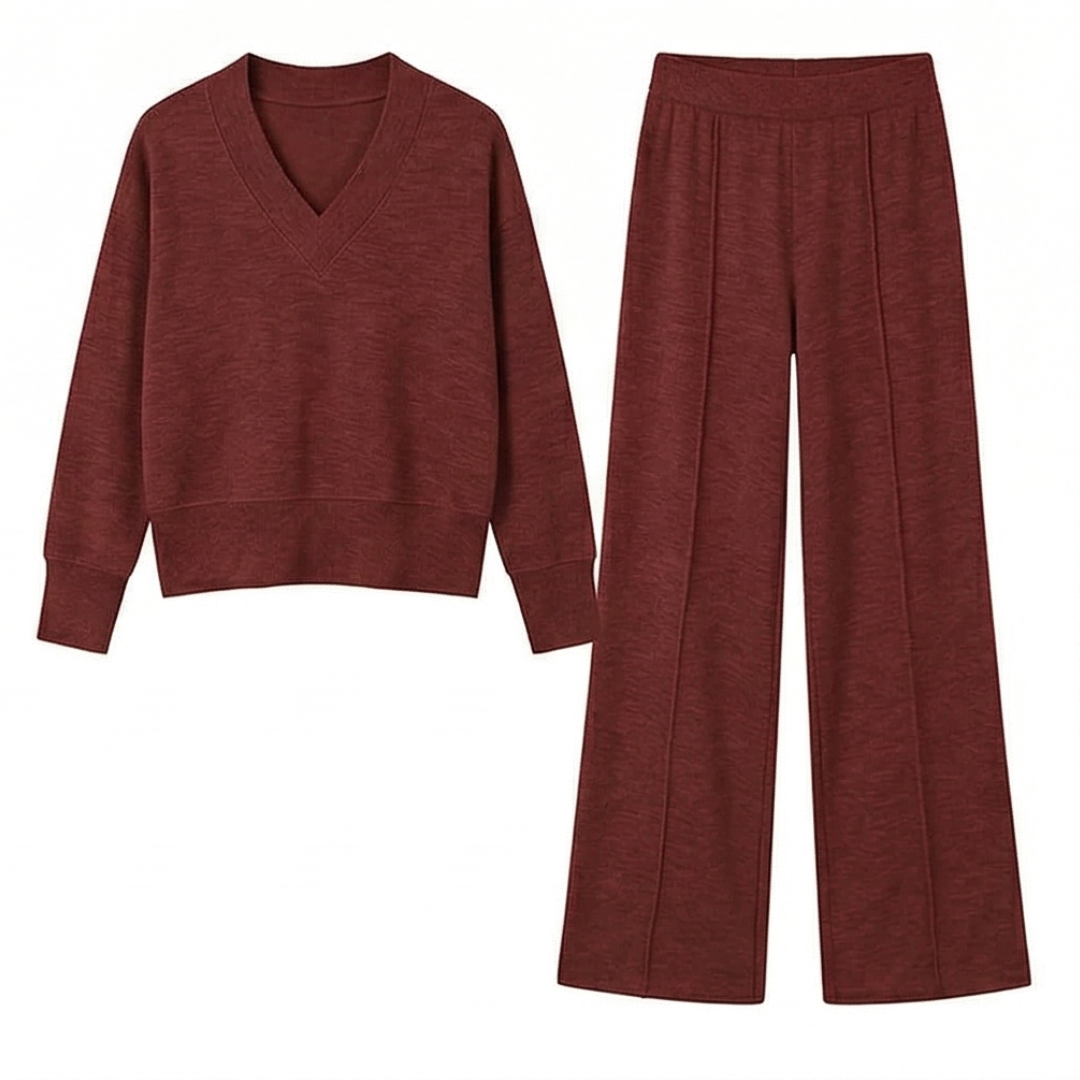 –Soft Knit Sweater and Wide Leg Pants Set