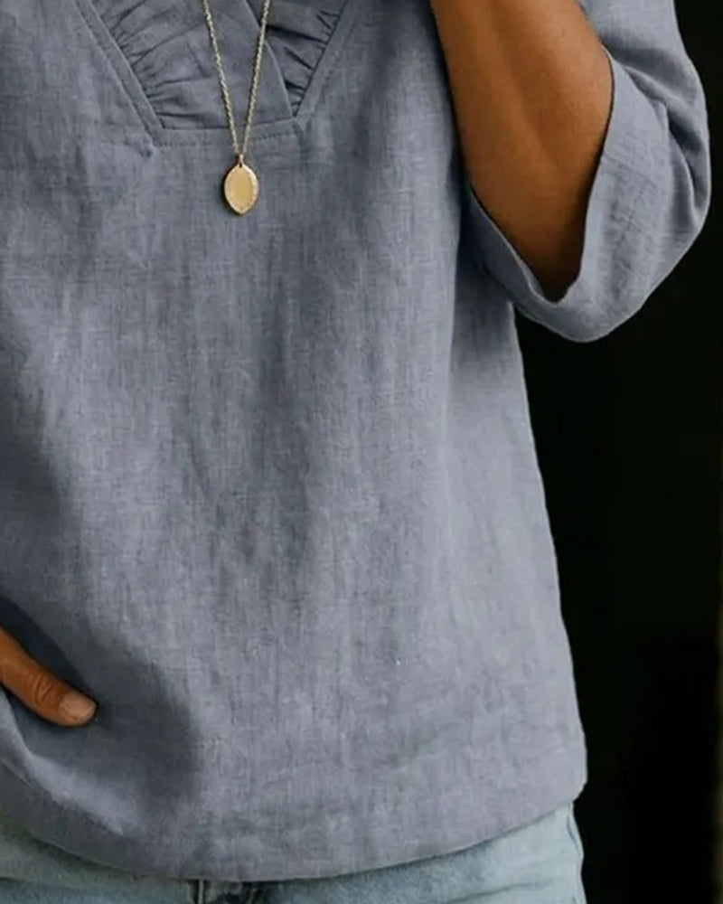 🌸 Ruffled Linen Top 🌿 Breathable soft and endlessly versatile