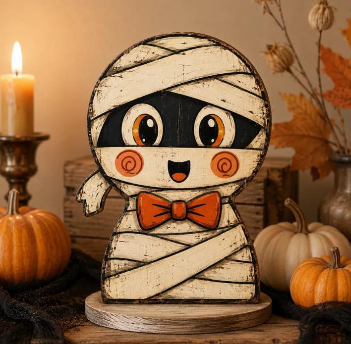 Vintage Halloween Wooden Character Tabletop Decor