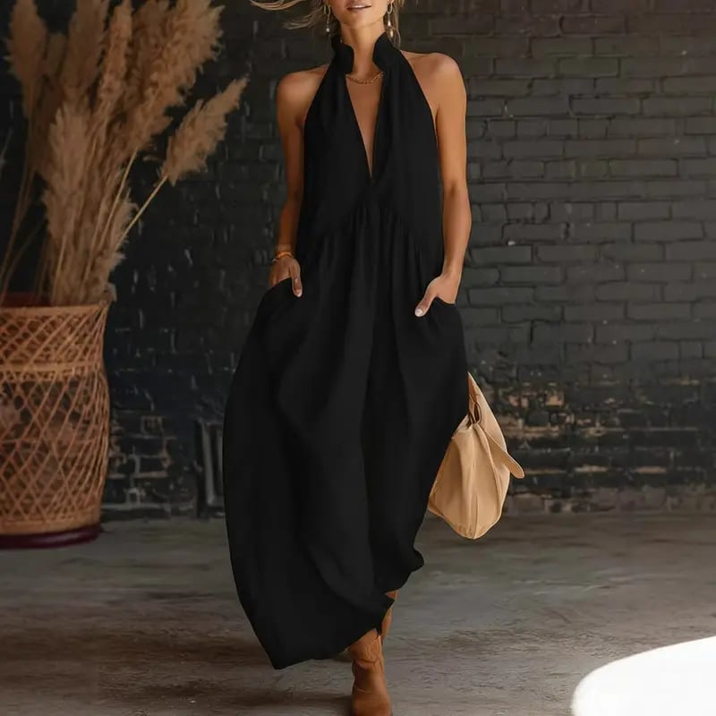 🔥Hot Sale🔥2026 Minimalist Halter Neck Maxi Dress