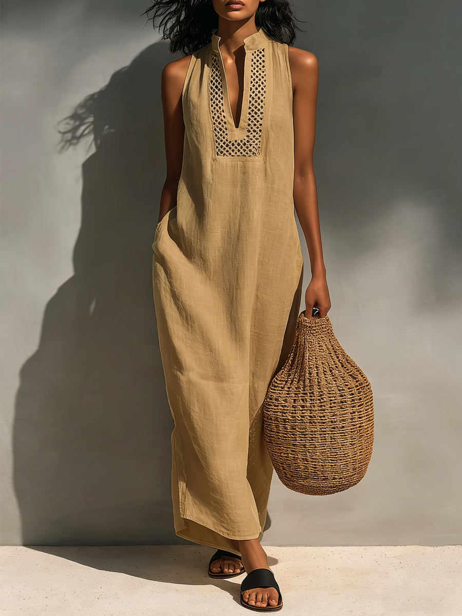 Women's Minimalist Sleeveless Maxi Dress With Cutout Neckline 💐 Buy 2 Free Shipping＋get 10% off !