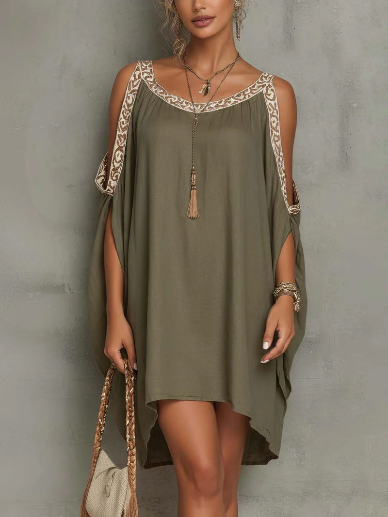 Bohemian Off-shoulder Relaxed-fit Dress