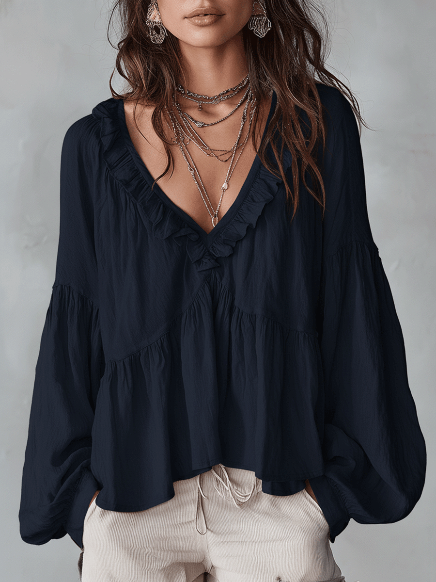Airy Vintage-Inspired Ruffle Soft Ruffle Bohemian Blouse🎁 Buy 2 Free Shipping!