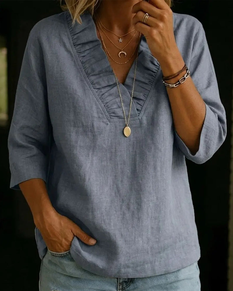 🌸 Ruffled Linen Top 🌿 Breathable soft and endlessly versatile